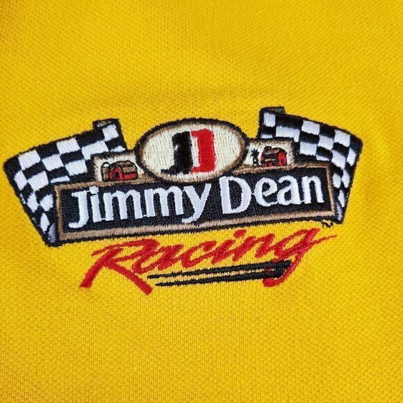 Vtg Jimmy Dean Shirt Mens Large Yellow Vantage Custom Classic Nascar Racing Polo - Picture 3 of 7